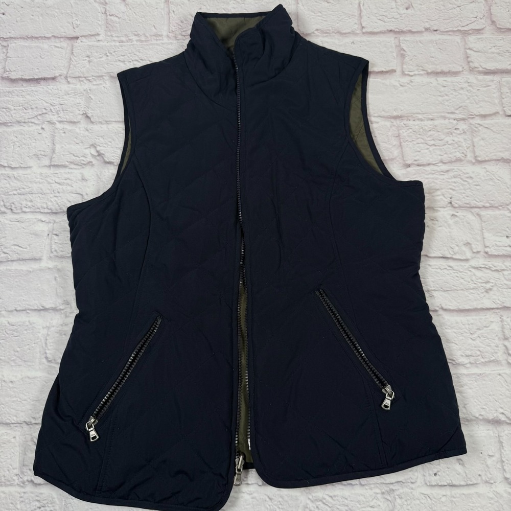 Vintage GH Bass & Co Vest Womens Small Blue/Green Reversible Full Zip Quilted